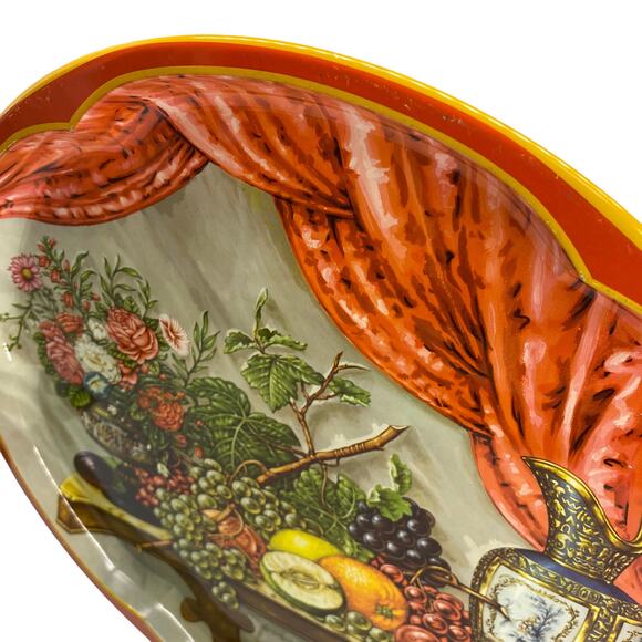 Vintage Round Metal Tray DAHER DECORATED WARE Made in England Fruit Flowers Ewer - Picture 11 of 12